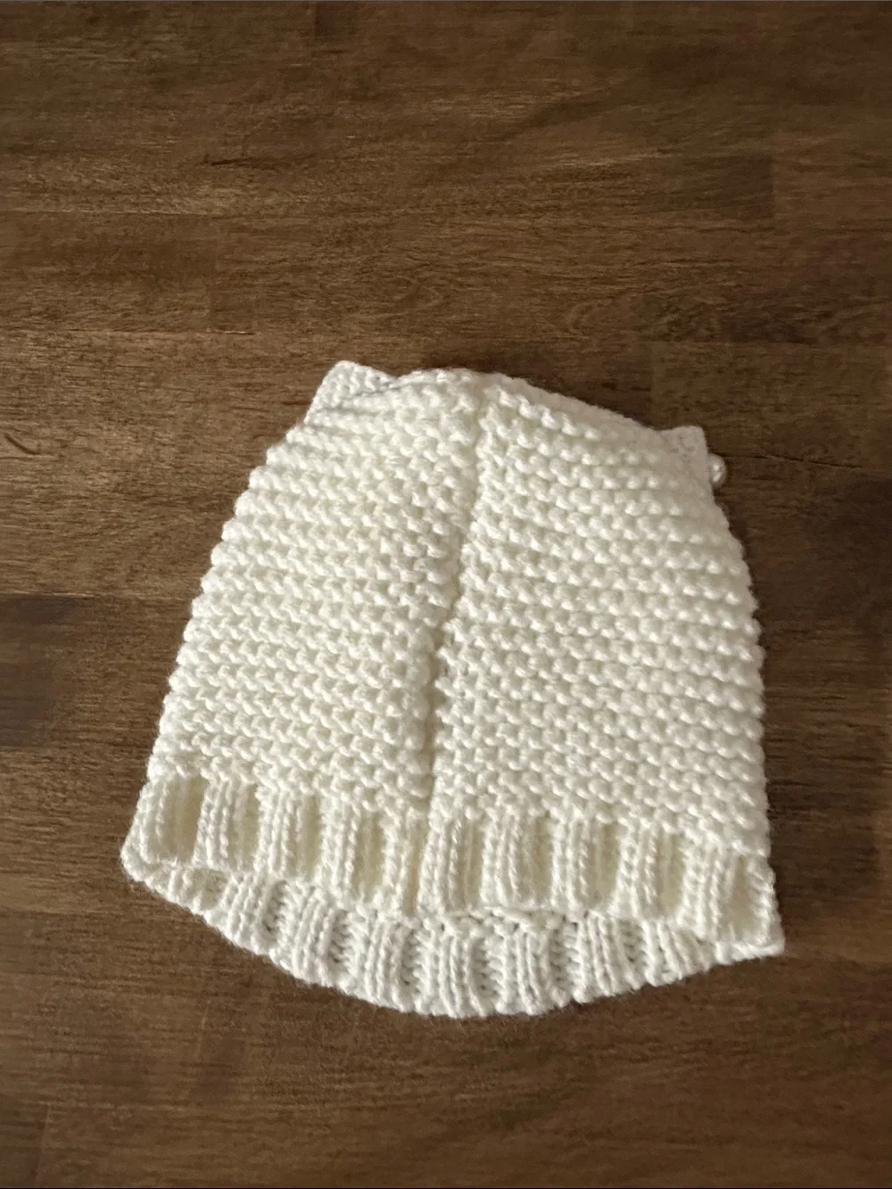 Laura Ashley Cream Knit Kids Hat with Bow and Pearl Details